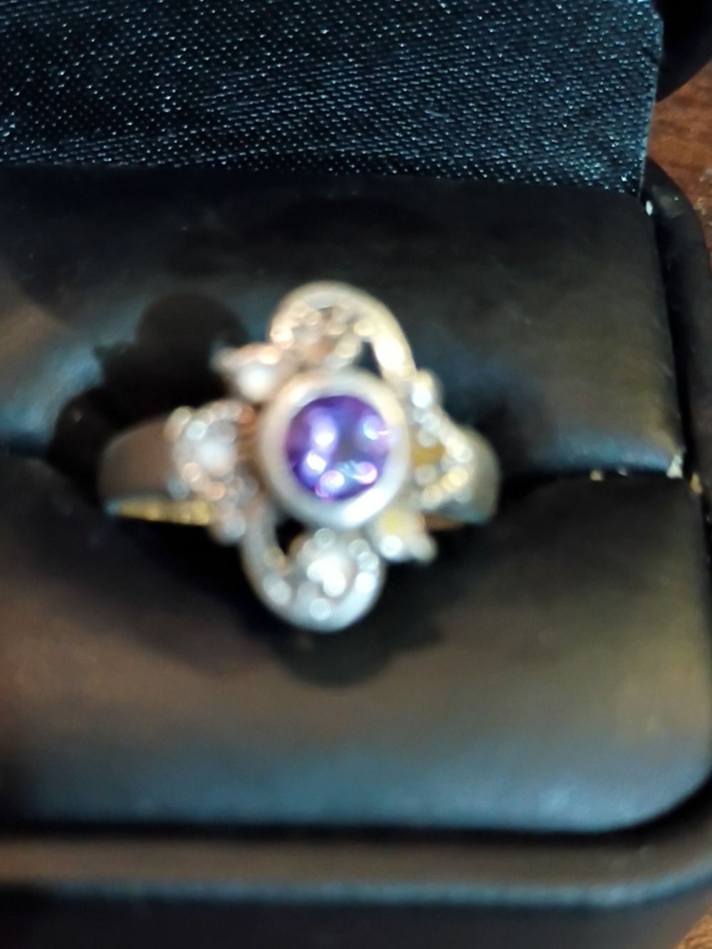 Sterling Silver Amethyst Floral Ring